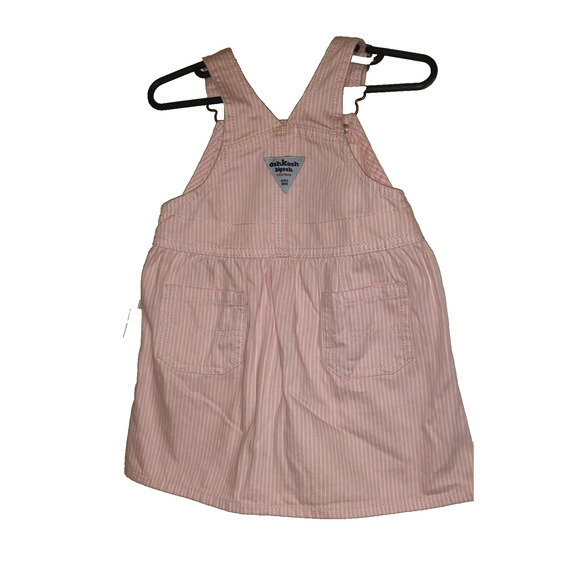 OshKosh Pink Pinstripe Denim Dress VESTBAK Overalls Jumper New NWT Tag Baby 18m - Picture 7 of 15